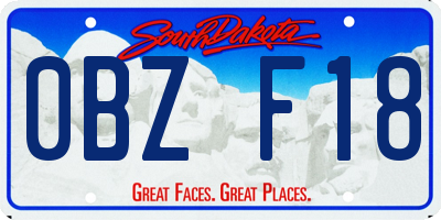 SD license plate 0BZF18