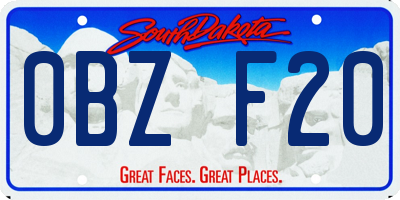 SD license plate 0BZF20