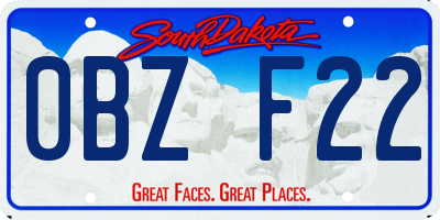 SD license plate 0BZF22