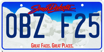 SD license plate 0BZF25