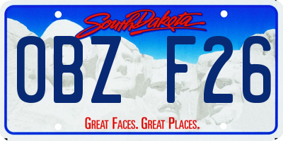 SD license plate 0BZF26