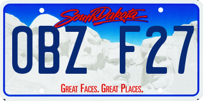 SD license plate 0BZF27