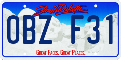 SD license plate 0BZF31