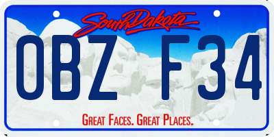 SD license plate 0BZF34