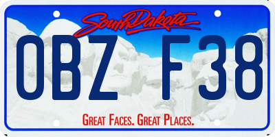 SD license plate 0BZF38