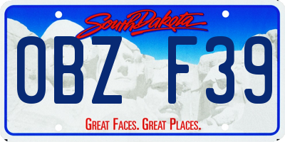 SD license plate 0BZF39