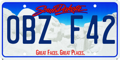 SD license plate 0BZF42