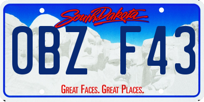 SD license plate 0BZF43