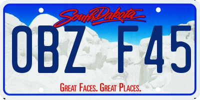 SD license plate 0BZF45