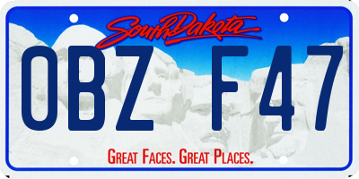 SD license plate 0BZF47