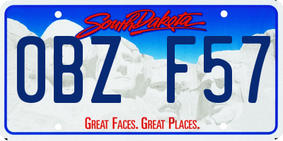 SD license plate 0BZF57