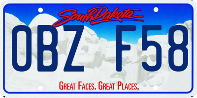 SD license plate 0BZF58