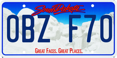 SD license plate 0BZF70
