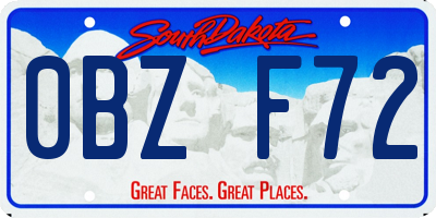 SD license plate 0BZF72