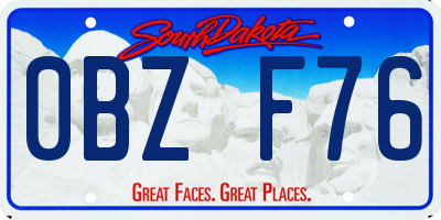 SD license plate 0BZF76
