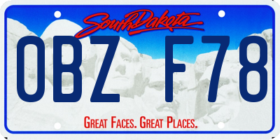 SD license plate 0BZF78