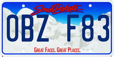 SD license plate 0BZF83