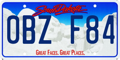 SD license plate 0BZF84