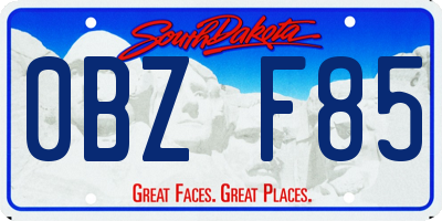 SD license plate 0BZF85