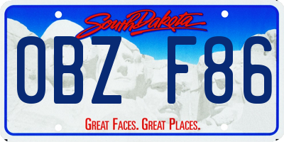 SD license plate 0BZF86