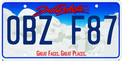 SD license plate 0BZF87