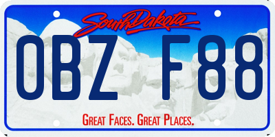SD license plate 0BZF88