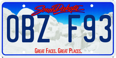 SD license plate 0BZF93