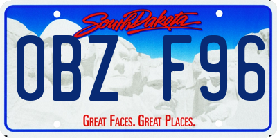 SD license plate 0BZF96