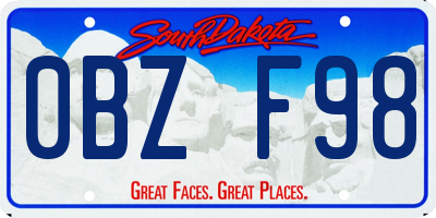 SD license plate 0BZF98
