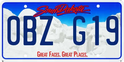 SD license plate 0BZG19