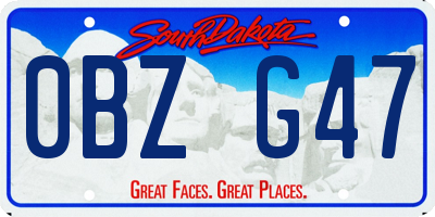 SD license plate 0BZG47