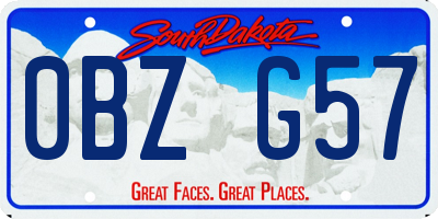 SD license plate 0BZG57