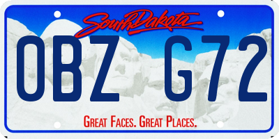 SD license plate 0BZG72