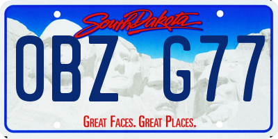 SD license plate 0BZG77