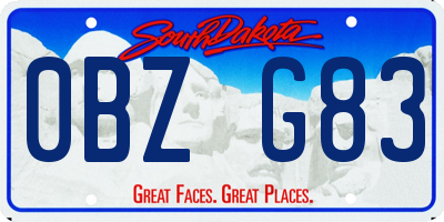 SD license plate 0BZG83