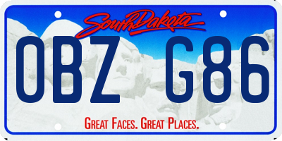 SD license plate 0BZG86