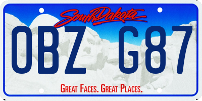 SD license plate 0BZG87