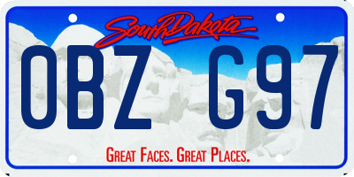 SD license plate 0BZG97