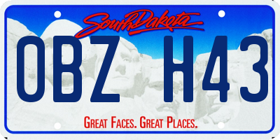 SD license plate 0BZH43