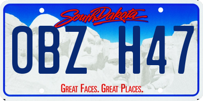 SD license plate 0BZH47