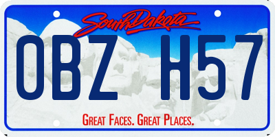 SD license plate 0BZH57