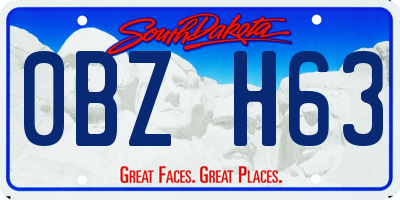 SD license plate 0BZH63