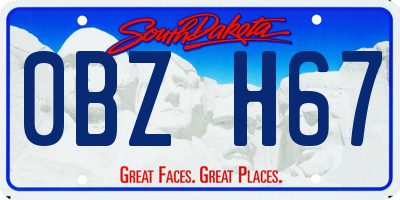 SD license plate 0BZH67