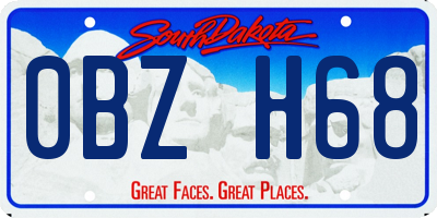 SD license plate 0BZH68