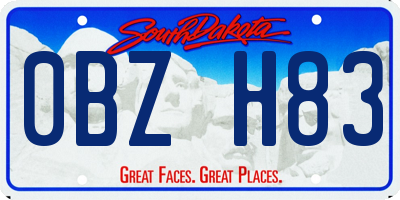 SD license plate 0BZH83