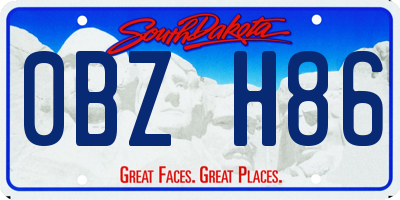 SD license plate 0BZH86