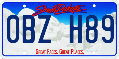 SD license plate 0BZH89
