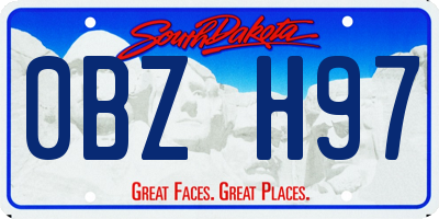 SD license plate 0BZH97