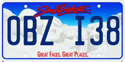 SD license plate 0BZI38