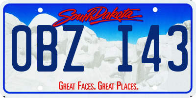 SD license plate 0BZI43